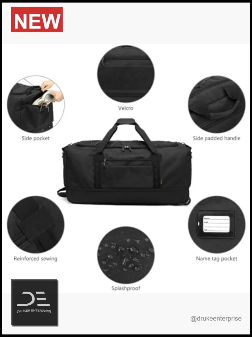 Collapsible Wheeled Duffle Bag 130-170L Expandable Travel Duffel Heavy Duty